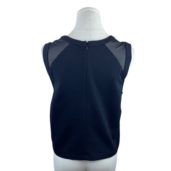 Banana Republic Womens Black Sleeveless Mesh Contrast Back Zip Blouse Size M - Picture 3 of 7